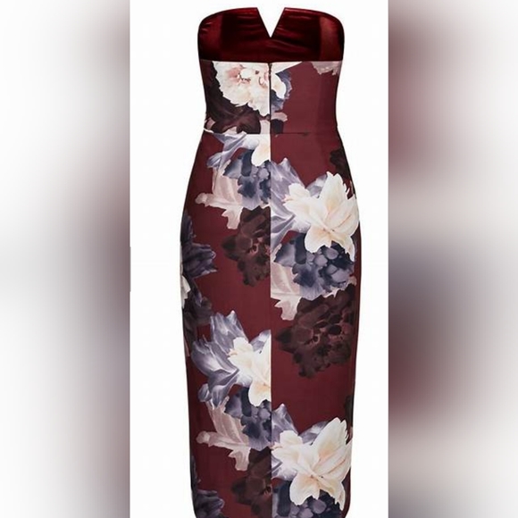 City Chic Floral Maxi Dress - Burgundy and Blue - Picture 4 of 6
